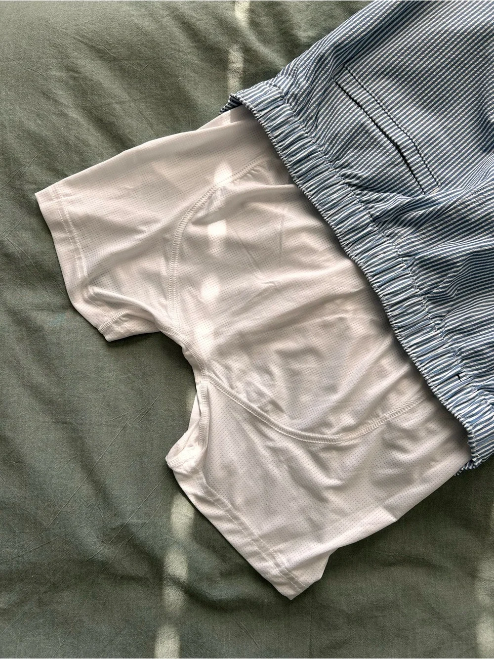 Striped Blue & White Seersucker lined swim Shorts. Never worn.